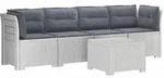 vidaXL 4-Sitzer Gartensofa mit Kissen Rattan Look PP Wei&szlig;