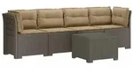 vidaXL 4-Sitzer Gartensofa mit Kissen Rattan Look PP Hellgrau