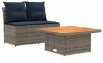 vidaXL 2 St&uuml;ck Garten Mittel Sofa Mit Hochklapptisch Poly-Rattan
