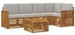 vidaXL Ecksofa Set 6 pcs Nat&uuml;rlich und Hellgrau Massivholz Akazie