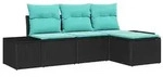 vidaXL Sofa Set 4 stk. Schwarz [Synthetisch]: Poly Rattan