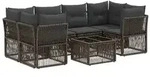 vidaXL Gartensofa-set 7 stk. Grau Poly-Rattan