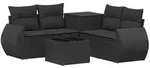 vidaXL Sofa Set 6 stk. Schwarz Polyrattan und Stahl