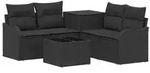 vidaXL Sofa Set 6 stk. Schwarz Polyrattan und Stahl