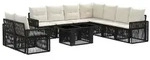 vidaXL Gartensofa-set 10 stk. Schwarz und Cremewei&szlig; Poly-Rattan