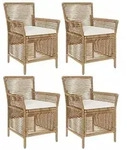 vidaXL Gartenstuhl mit Kissen 4 pcs Beige und Creme Poly-Rattan