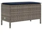 vidaXL Garten-Fu&szlig;hocker Grau und Marineblau 80 x 38 x 42 cm PE-Rattan