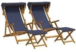 vidaXL Liegestuhl 4 pcs 3 Position Massives Eukalyptus Holz Blau