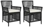 vidaXL Gartenstuhl mit Kissen 2 pcs Schwarz und Creme Poly-Rattan