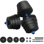 vidaXL 2-in-1 Kurzhantel Langhantel Set 30kg 30kg Schwarz und Blau