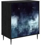 vidaXL Kommode RAALTE Blaue Marmorierung 66 x 36,5 x 76 cm