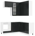 vidaXL K&uuml;cheneinheit PORTO 8 pcs Schwarz Holzwerkstoff
