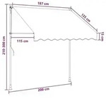 vidaXL Manuell einziehbare Markise Mehrfarbig 200 x 115 x 300 cm
