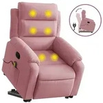vidaXL Massagesessel mit Aufstehhilfe Rosa Samt