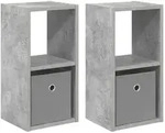 vidaXL Nachttisch 2 pcs Beton Grau 25,5 x 22 x 49,5 cm Holzwerkstoff