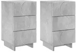 vidaXL Nachttisch 2 pcs Betongrau 33,5 x 34,5 x 60 cm Holzwerkstoff