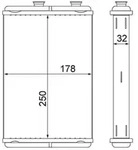W&auml;rmetauscher Innenraumheizung Alu 250 mm - 178 mm MAHLE f&uuml;r u.a. CITRO&Euml;N C8