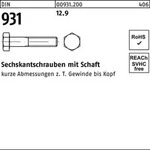 Sechskantschraube DIN 931 Schaft M20x 65 12.9 25 St&uuml;ck