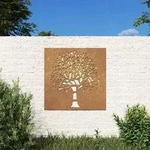 vidaXL Garten-Wanddeko 55x55 cm Cortenstahl Baum-Design