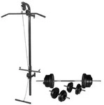 vidaXL Fitnessstation Wandmontage mit Langhantel Kurzhantel Set 60,5kg