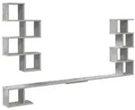 vidaXL Wandmontiertes TV-Regal Betongrau 180 x 15 x 94 cm
