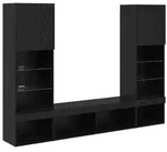 vidaXL TV Wand Einheiten mit LED mit LED 5 pcs Schwarz Eichen-Optik