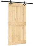 vidaXL Schiebet&uuml;r Nat&uuml;rlich und Schwarz 100 x 210 cm Massivkiefer