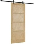 vidaXL Schiebet&uuml;r Nat&uuml;rlich und Schwarz 86 x 211 cm