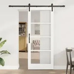 vidaXL Schiebet&uuml;r mit Beschlagset 'ORKDAL'Wei&szlig;e Massivholz & Glas