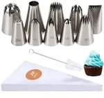 Spritzt&uuml;llen Set 31-teilig Edelstahl mit 10 T&uuml;llen, 20 Beutel, B&uuml;rste