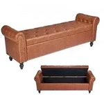 VEVOR Sitzbank Ottomane (460 x 1660 x 560 mm) aus mit Holzbeinen & Stauraum &