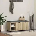 vidaXL Flurbank mit Kissen mit Regal Sonoma-Eiche 100 x 38 x 46 cm