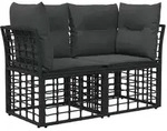 vidaXL Outdoor-Lounge 2 pcs Schwarz und Dunkelgrau Poly-Rattan