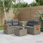 vidaXL Sofa Set 6 stk. Grau und Dunkelgrau Polyrattan und Stahl