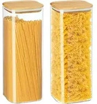 Vorratsdose Glas Bambusdeckel Spaghetti Nudeln Mehl Reis 2 Pack 2500ml