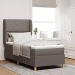 vidaXL Boxspringbett mit Matratze Taupe 90x200 cm Stoff