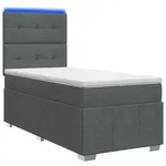vidaXL LED Boxspringbett mit Matratze Dunkelgrau 90 x 190 cm Stoff