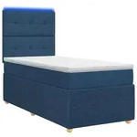 vidaXL LED Boxspringbett mit Matratze Blau 80 x 200 cm Stoff