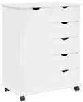 vidaXL Rollschrank Mit Rad Wei&szlig; 63,5 x 39 x 79 cm Massivholz Kiefer