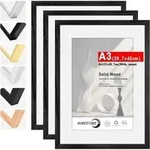 Bilderrahmen DIN A3 30x42cm Holz | Schwarz A3(29,7x42cm) 3x