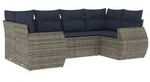 vidaXL 6-teiliges Gartensofa-Set mit Kissen, grau, Polyrattan