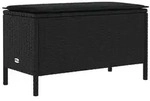 vidaXL Garten-Fu&szlig;hocker mit Kissen Schwarz 80 x 38 x 45 cm PE-Rattan