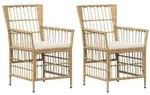vidaXL Gartenst&uuml;hle 2 stk. Natur PE Rattan, Stahl und Polyesterstoff