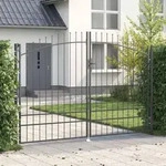 vidaXL Gartentor mit Spear Top Doppeltoranlage Grau 200x300 cm Stahl