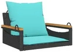 vidaXL H&auml;ngesessel mit Kissen Schwarz 63x62x40 cm Poly Rattan