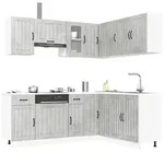vidaXL 11-tlg. K&uuml;chenschrank-Set Kalmar Betongrau Holzwerkstoff