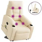 vidaXL Massagesessel mit Aufstehhilfe Beige Mikrofasergewebe