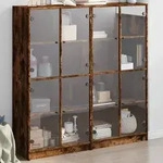 vidaXL B&uuml;cherschrank mit T&uuml;ren R&auml;uchereiche 136x37x142cm Holzwerkstoff