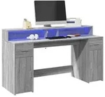 vidaXL LED-Schreibtisch Grau Sonoma 160x55x91 cm Holzwerkstoff