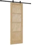vidaXL Schiebet&uuml;r Nat&uuml;rlich und Schwarz 73,5 x 211 cm